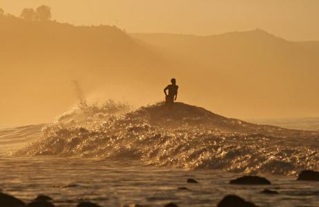 Surfing in early Morning at Rincon